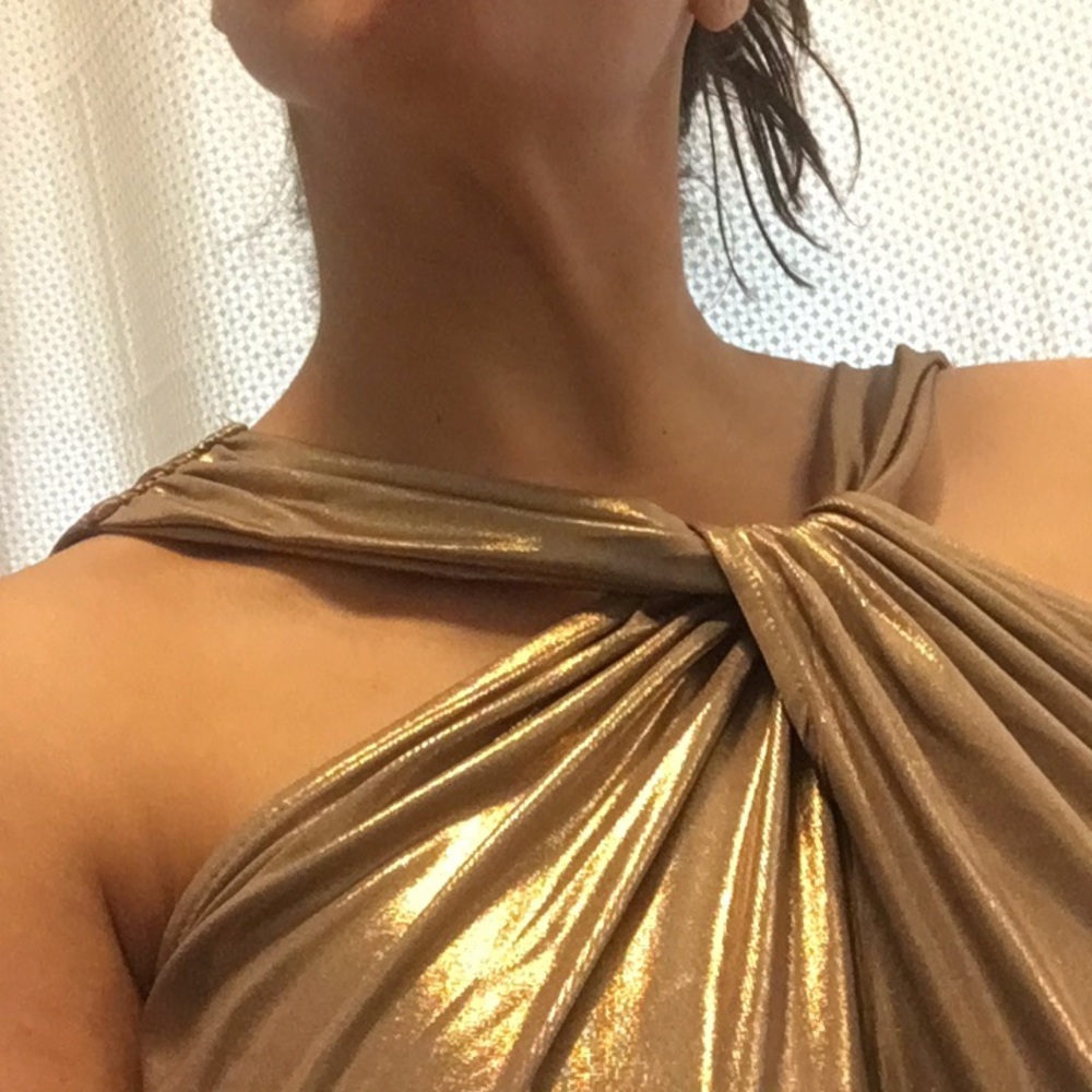 Gold sparkly halter top